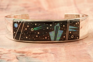 Calvin Begay Night Sky Sterling Silver Navajo Bracelet